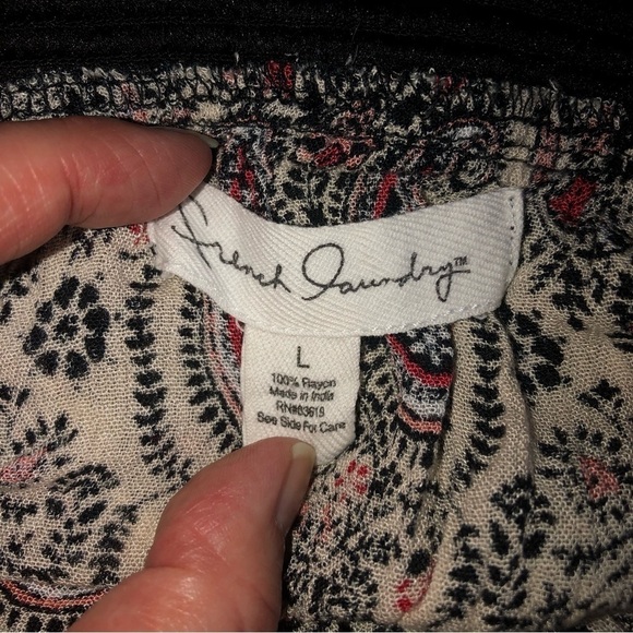 Gypsy Maxi Skirt Size Large Paisley Gauzy Black Red Boho Festival Summer Beach - Picture 6 of 8